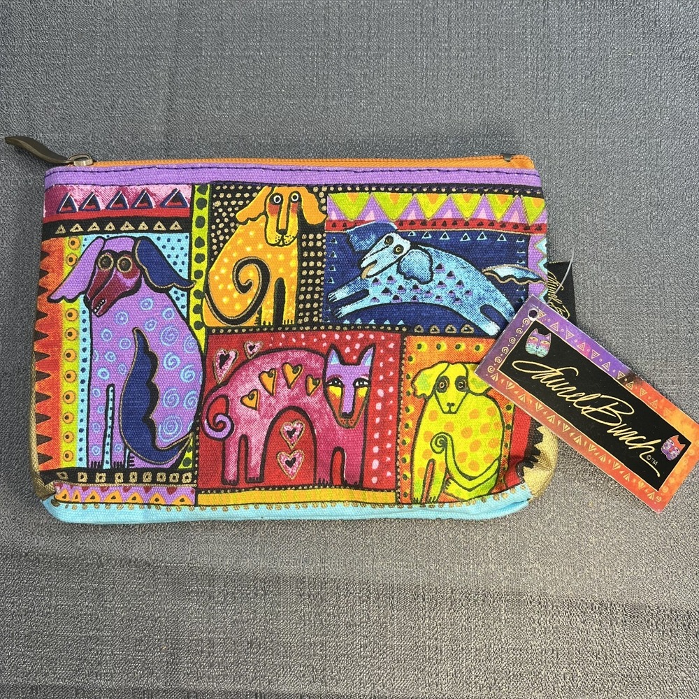 Laurel Burch Colorful Dog Tales Canine‎ Family Cosmetic Pencil Bag NWT
